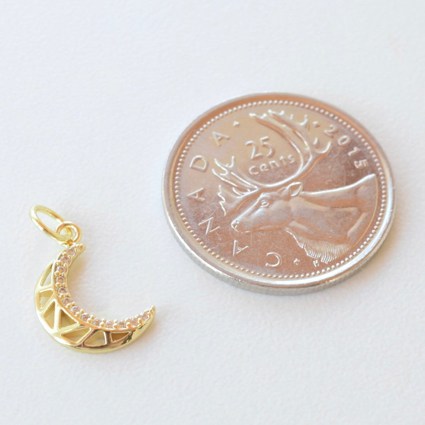 Necklace/Bracelet Charm - Pave Crescent