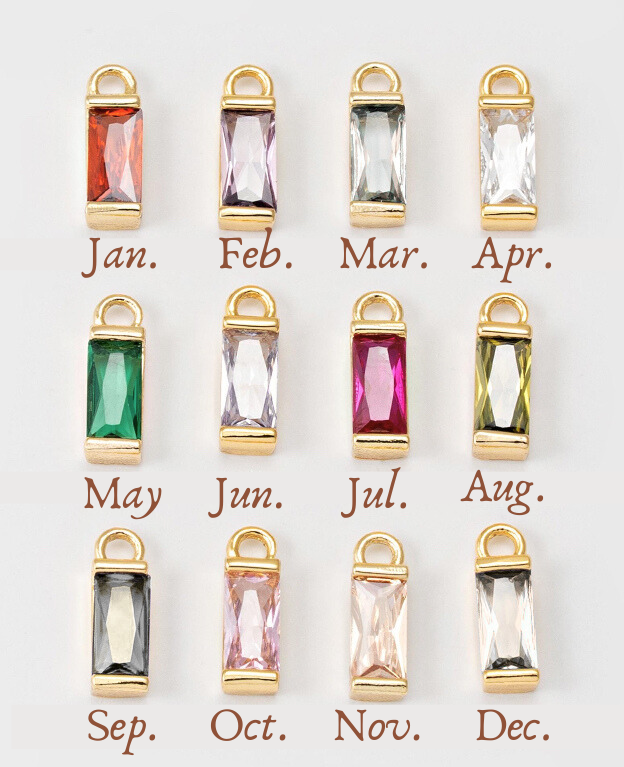 Necklace/Bracelet Charm - Rectangle Birthstone