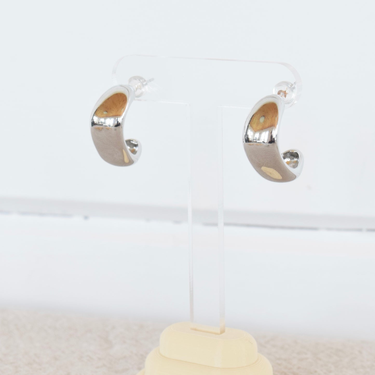 Silver Chunky Hoop Studs