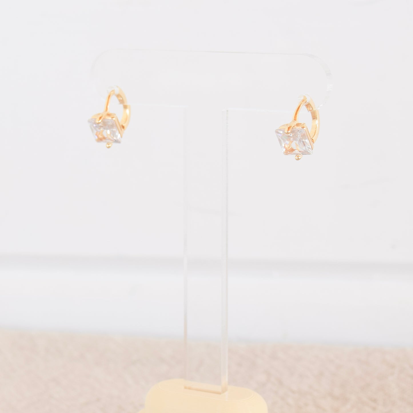 Gold Square Zircon Hoops