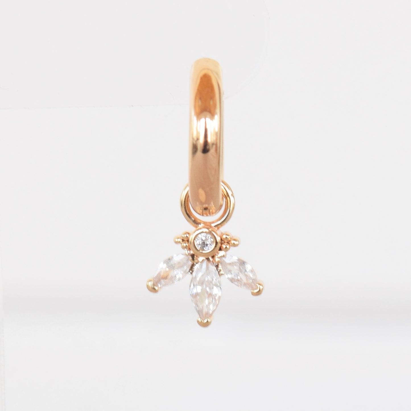 Hoop Charm - Tri Leaf Crystal Flower (+ Colours)