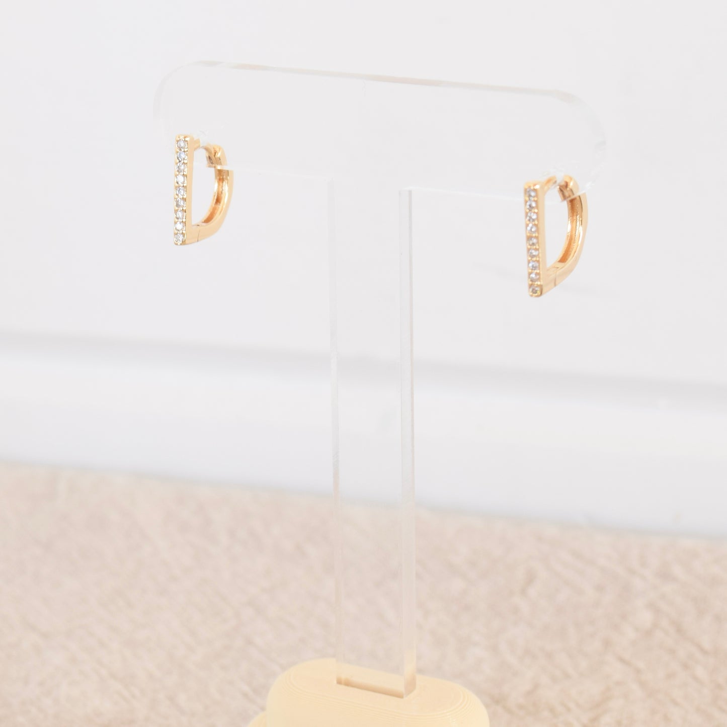 Gold D Pave Hoop