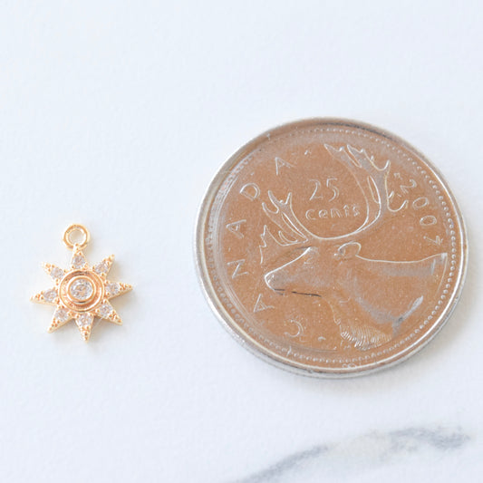 Necklace/Bracelet Charm - Pave Spikey Sun