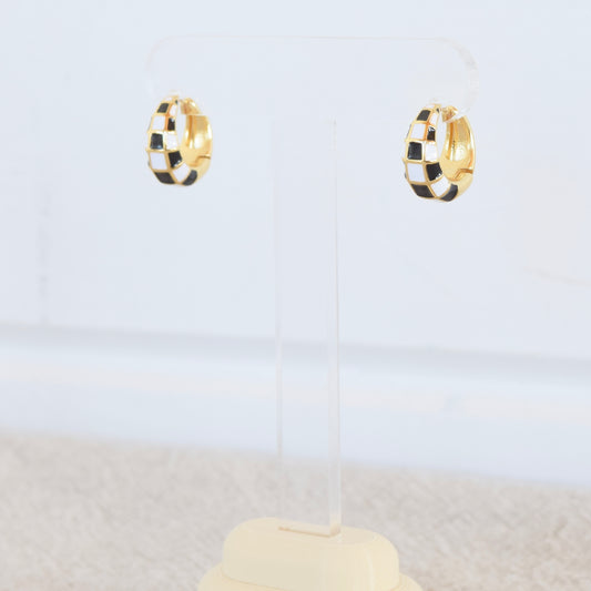 Gold Checkered Hoops