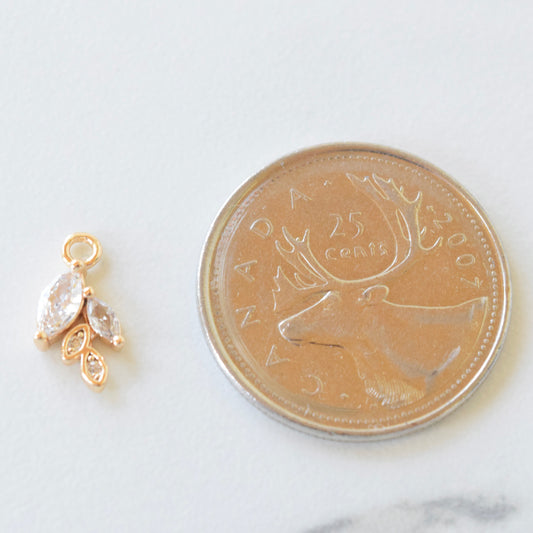 Necklace/Bracelet Charm - Pave Leaves