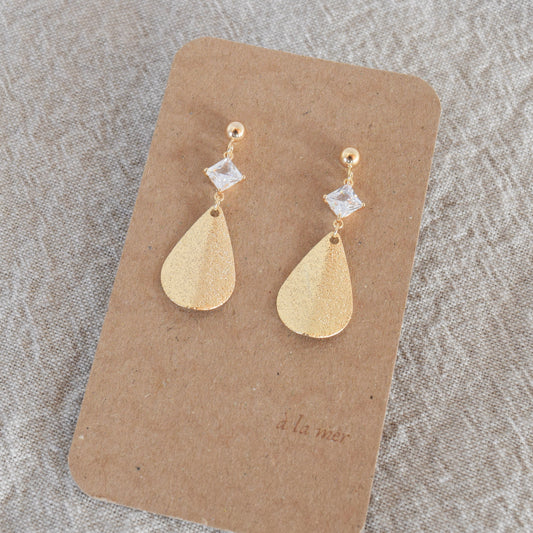 Gold Zircon + Leaf Dangle