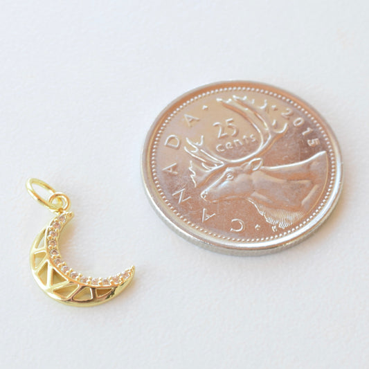 Necklace/Bracelet Charm - Pave Crescent