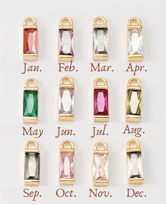 Necklace/Bracelet Charm - Rectangle Birthstone