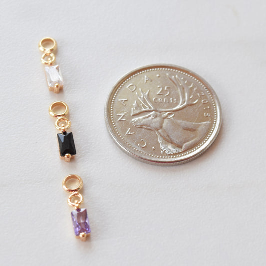 Necklace/Bracelet Charm - Small Rectangle Crystal