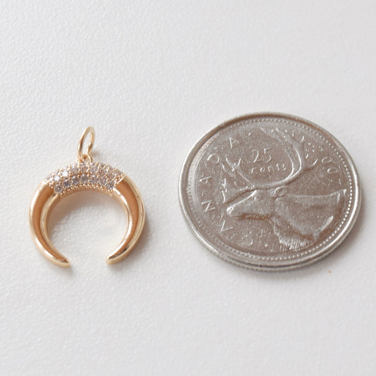Necklace Charm - Pave Crescent
