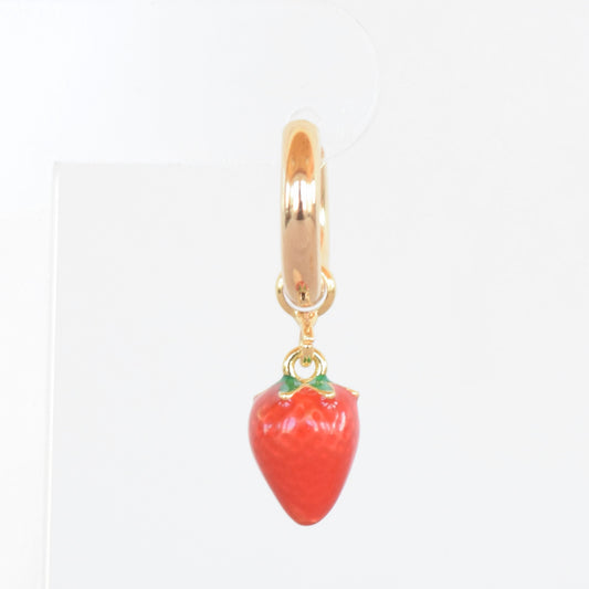 Hoop Charm - Enamel Strawberry