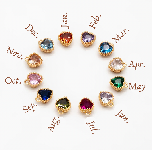 Necklace/Bracelet Charm - Heart Birthstone