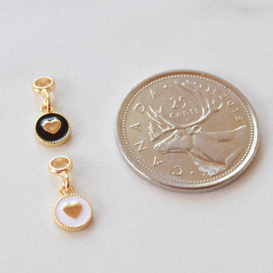 Necklace/Bracelet Charm - Enamel Heart Coin (+ Colours)