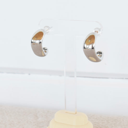 Silver Chunky Hoop Studs