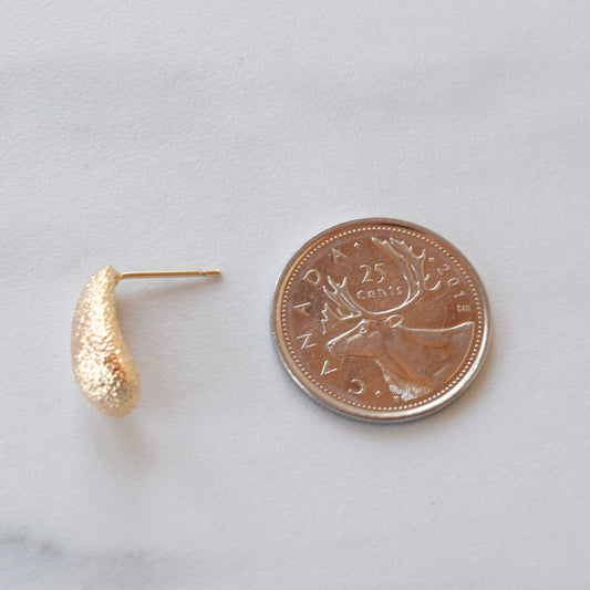 Gold Textured Teardrop Studs