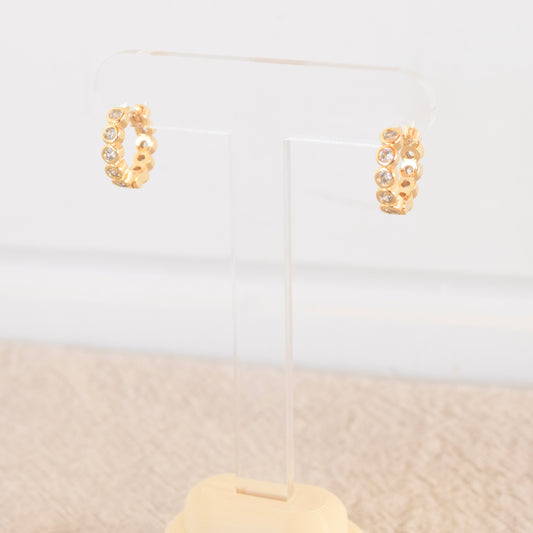 Gold Circle Pave Hoop