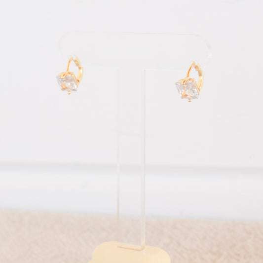 Gold Square Zircon Hoops