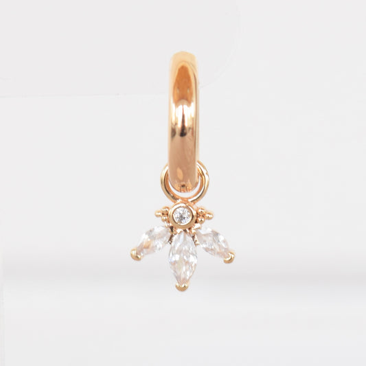 Hoop Charm - Tri Leaf Crystal Flower (+ Colours)