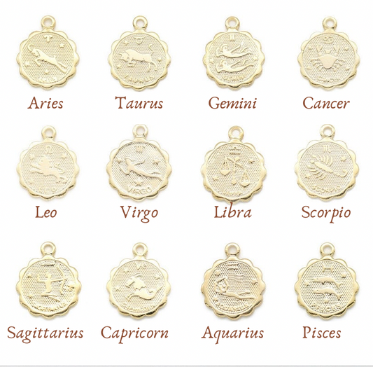 Necklace/Bracelet Charm - Scalloped Zodiac