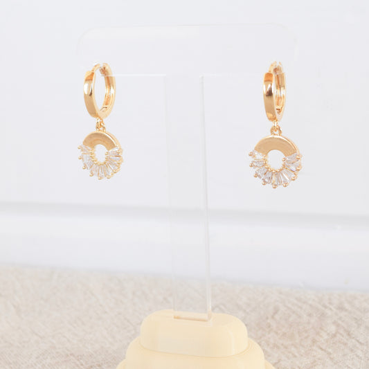 Gold Pave Circle Huggie