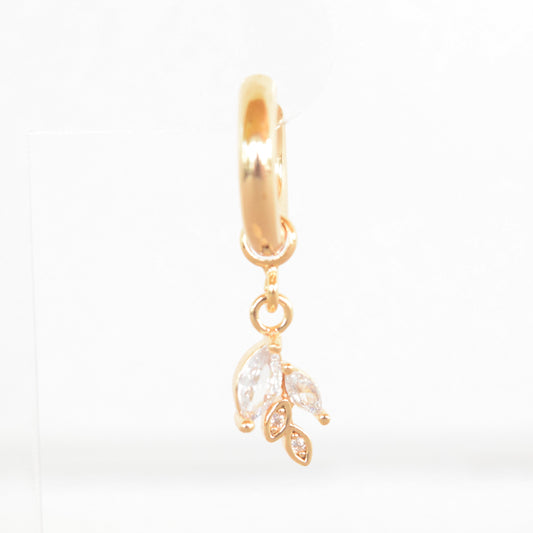 Hoop Charm - Pave Leaves