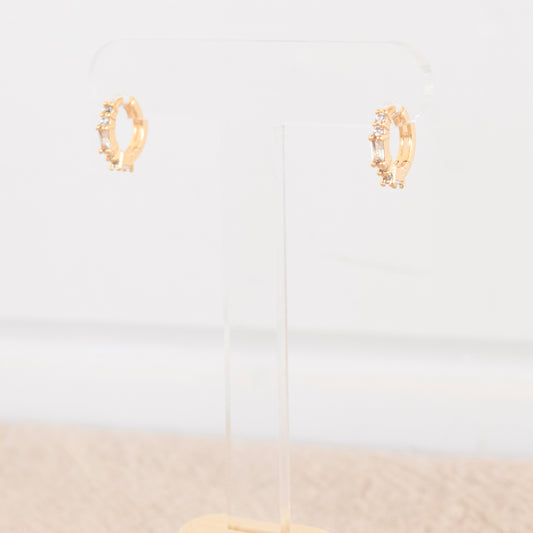 Gold Irregular Pave Hoops
