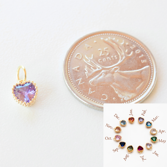 Necklace/Bracelet Charm - Heart Birthstone
