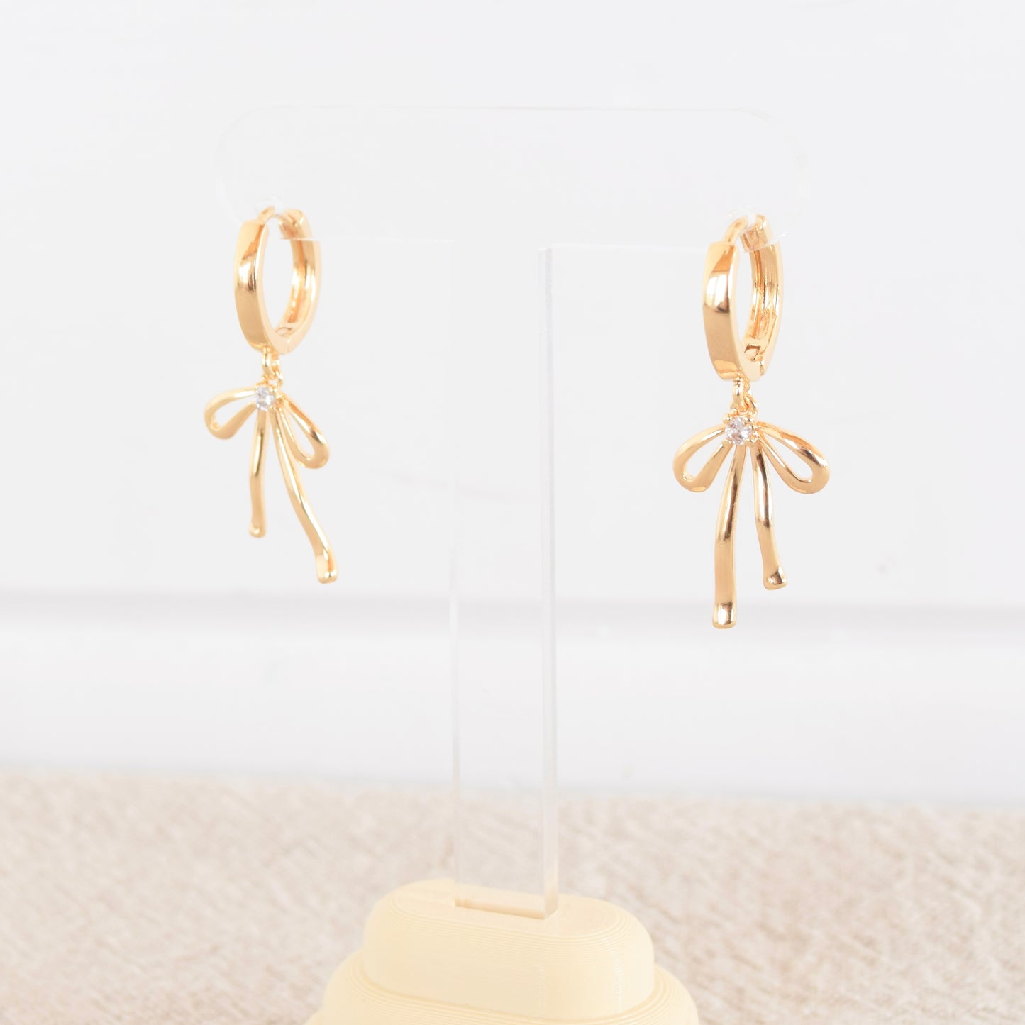 Gold Pave Bow Huggie