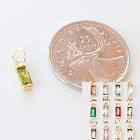 Necklace/Bracelet Charm - Rectangle Birthstone