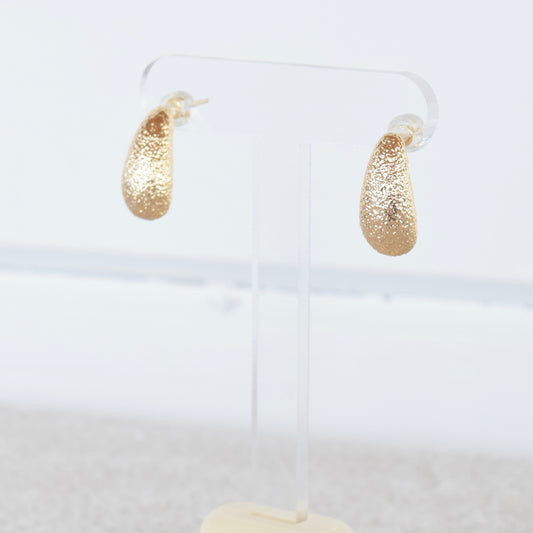 Gold Textured Teardrop Studs