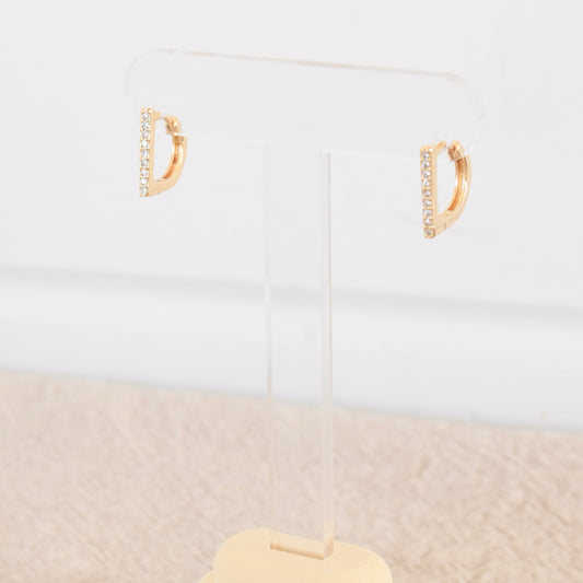 Gold D Pave Hoop