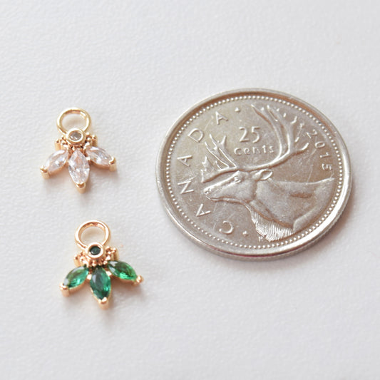Hoop Charm - Tri Leaf Crystal Flower (+ Colours)