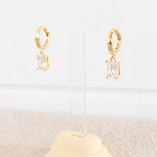 Gold Rectangle Zircon Huggie