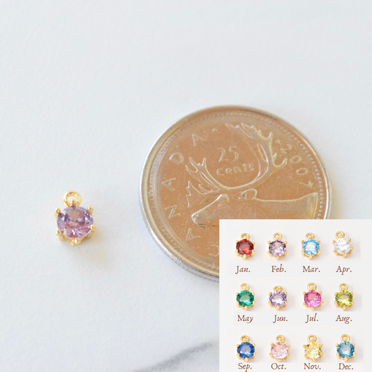 Necklace/Bracelet Charm - Round Birthstone